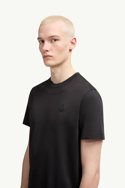 Moncler Logo Patch Cotton T-Shirt Black Black
