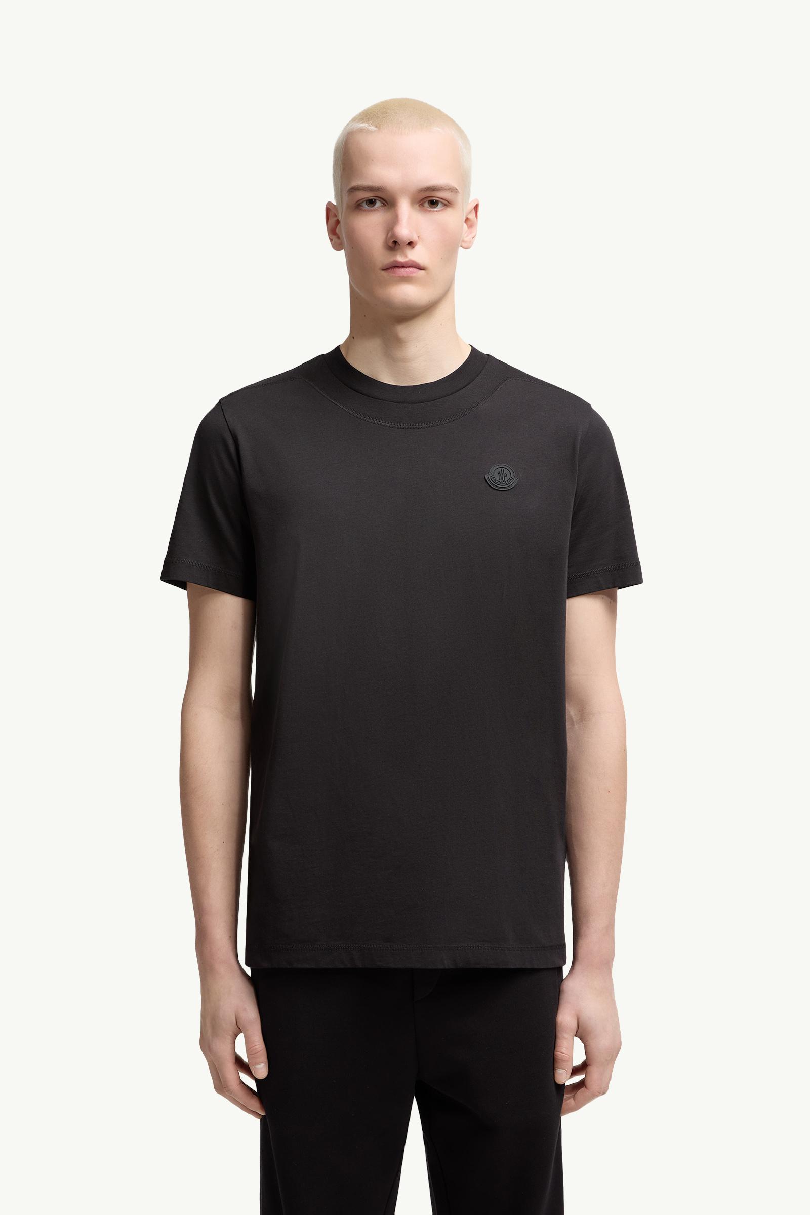 Moncler Logo Patch Cotton T-Shirt Black Black