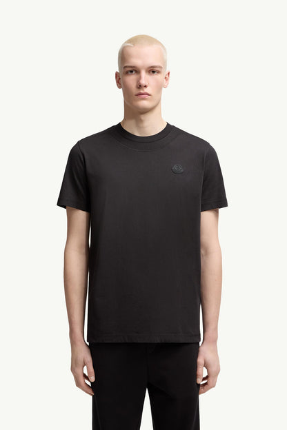 Moncler Logo Patch Cotton T-Shirt Black Black