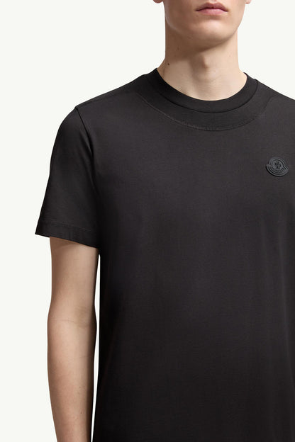 Moncler Logo Patch Cotton T-Shirt Black Black