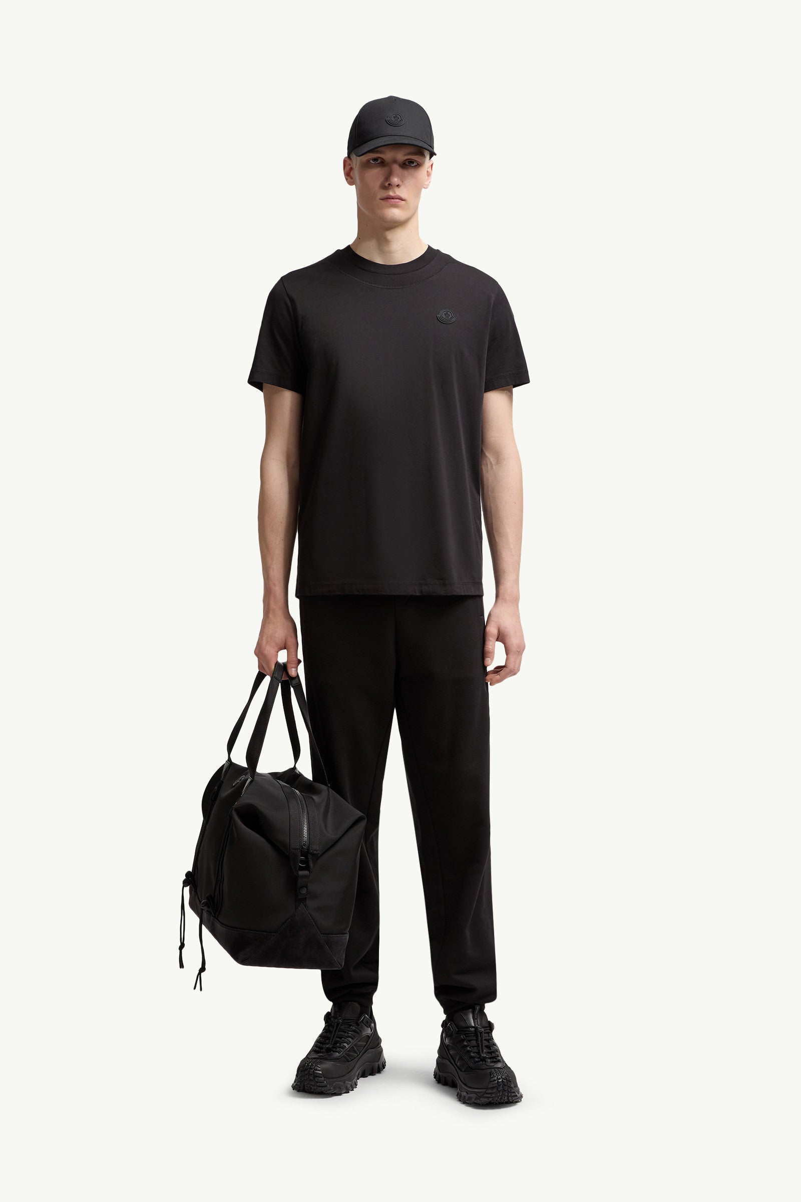 Moncler Logo Patch Cotton T-Shirt Black Black