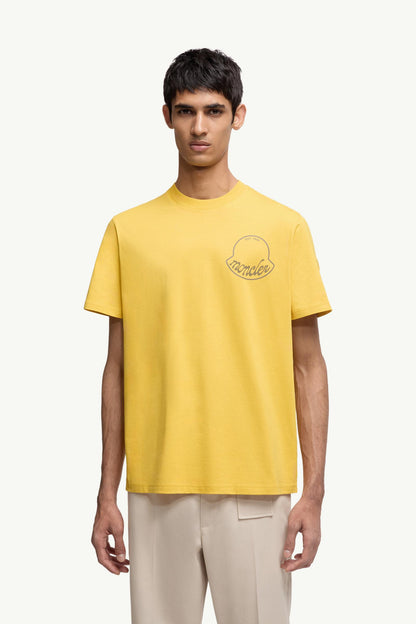 Moncler Logo Cotton T-Shirt Yellow Yellow