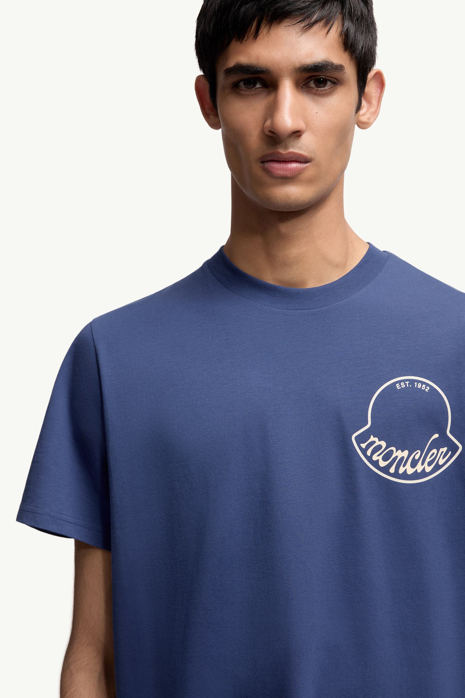 Moncler Logo Cotton T-Shirt Dark Blue Dark Blue
