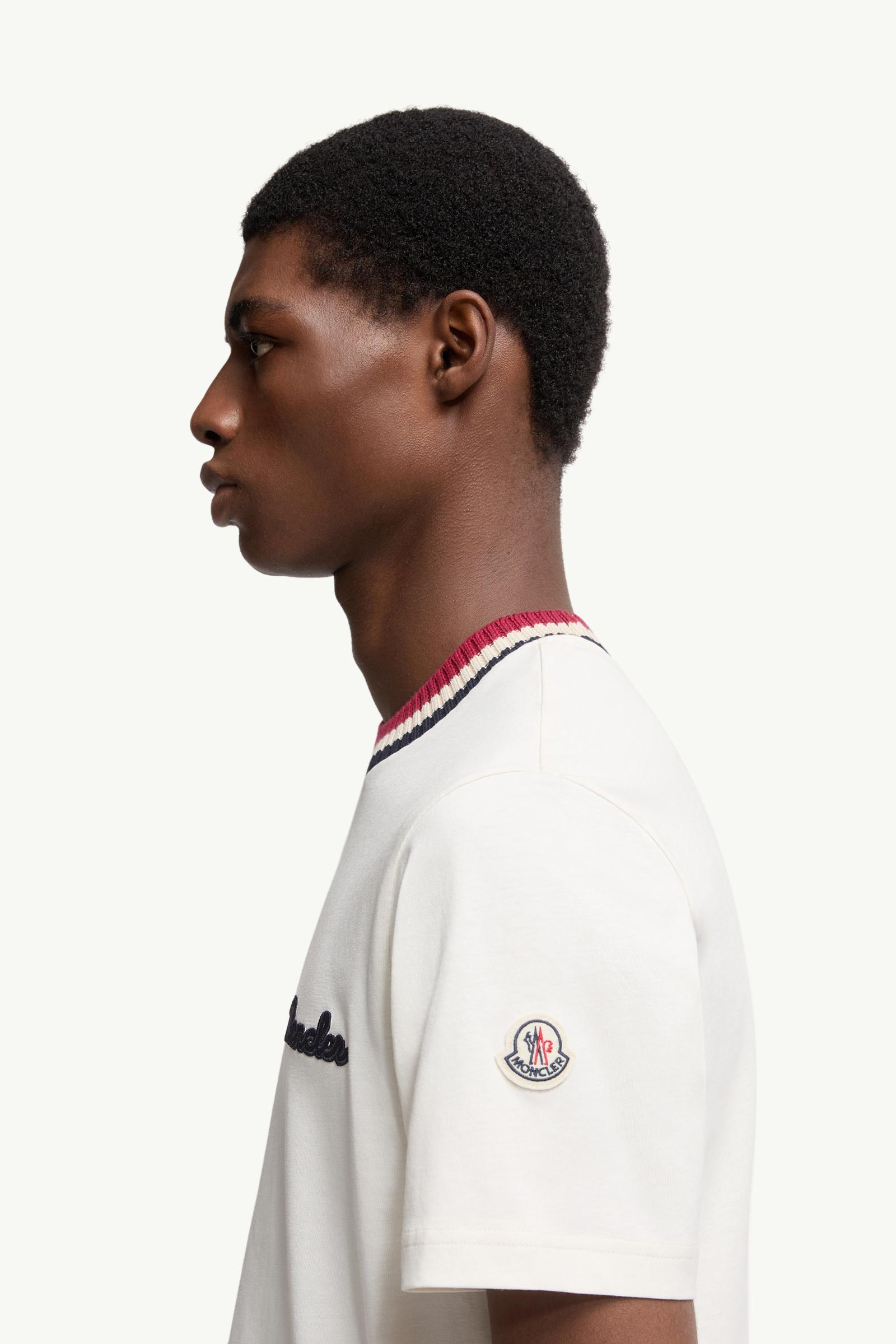 Moncler Embroidered Logo Cotton T-Shirt White White