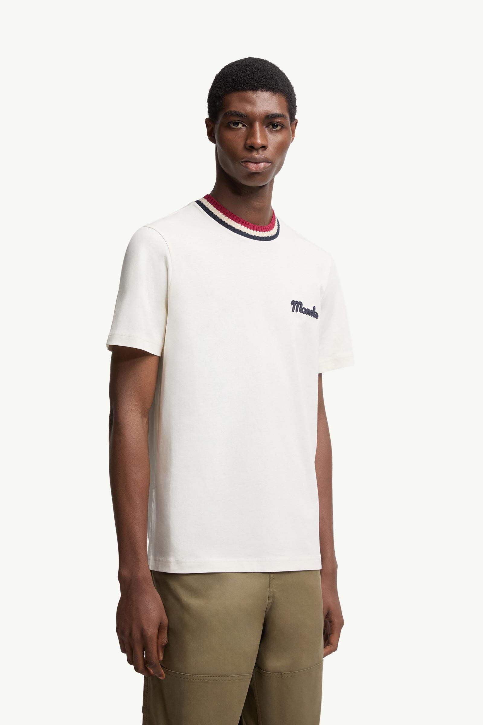 Moncler Embroidered Logo Cotton T-Shirt White White