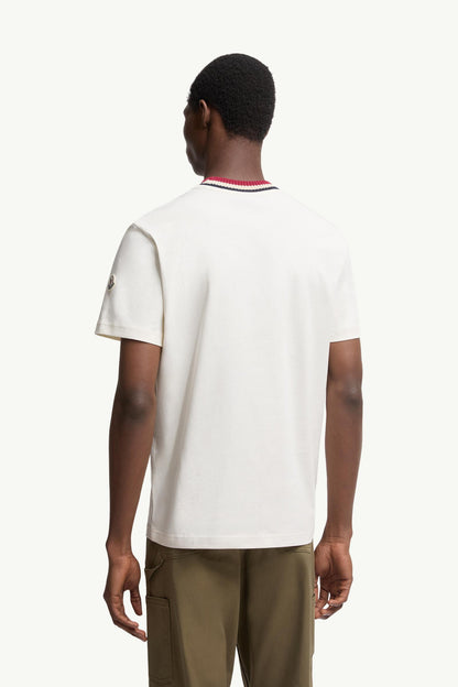 Moncler Embroidered Logo Cotton T-Shirt White White