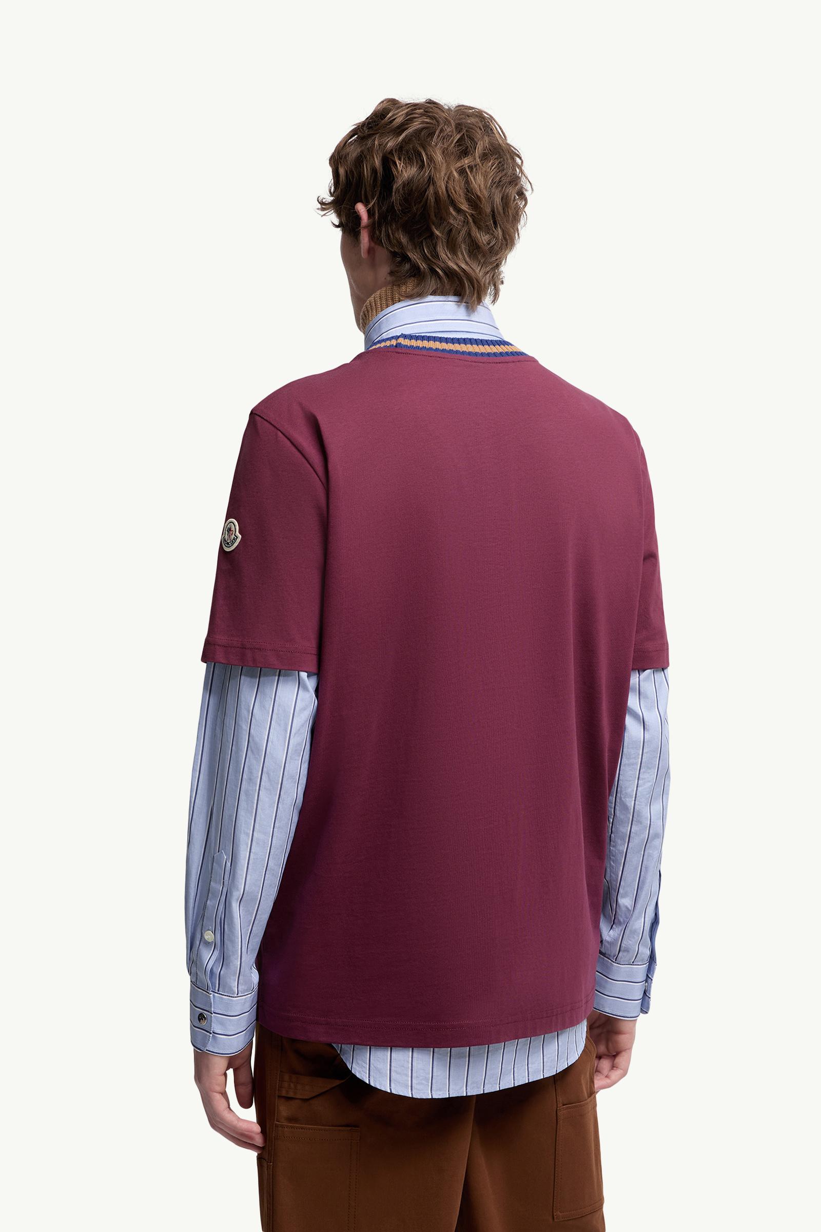 Moncler Embroidered Logo Cotton T-Shirt Burgundy Burgundy