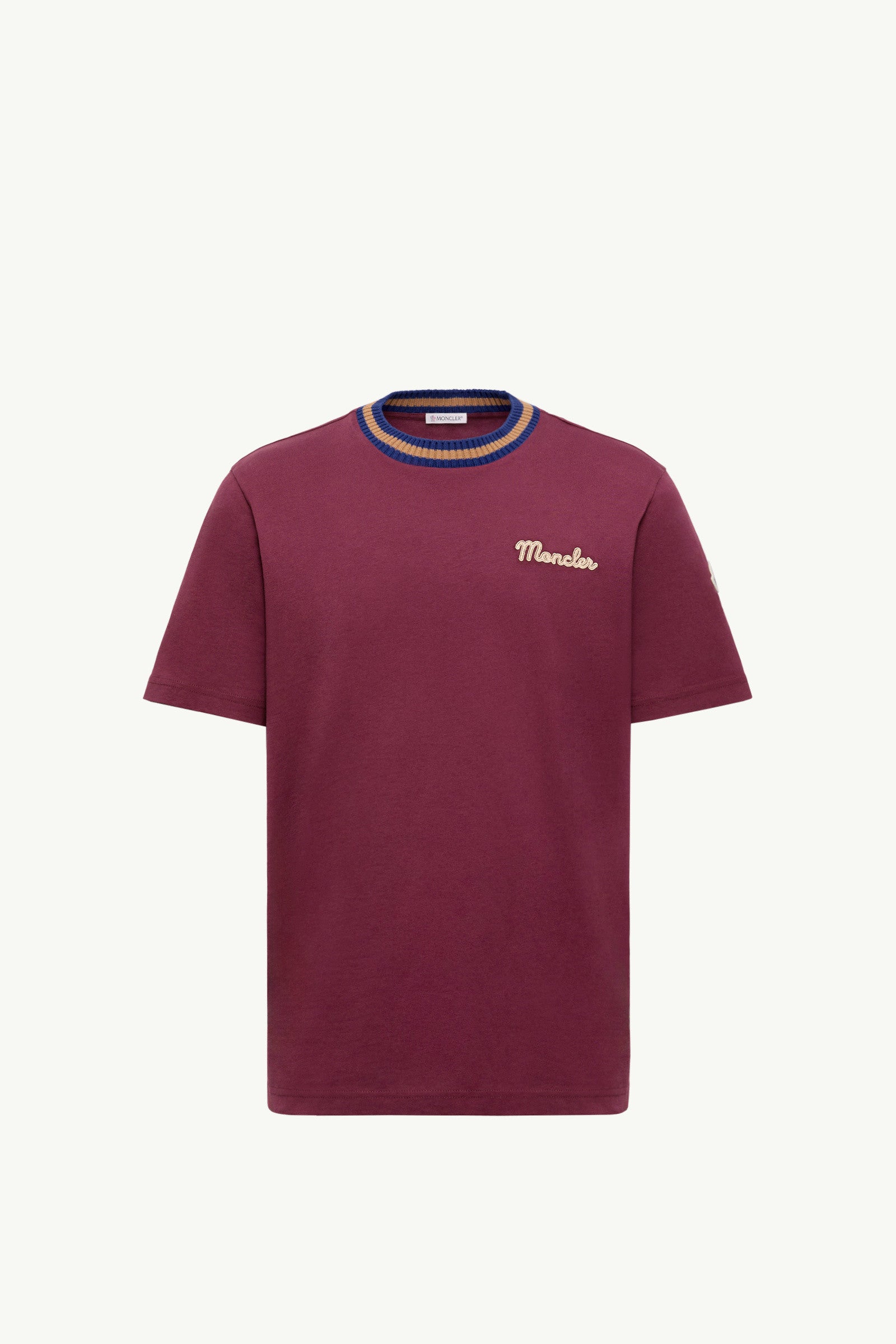 Moncler Embroidered Logo Cotton T-Shirt Burgundy Burgundy