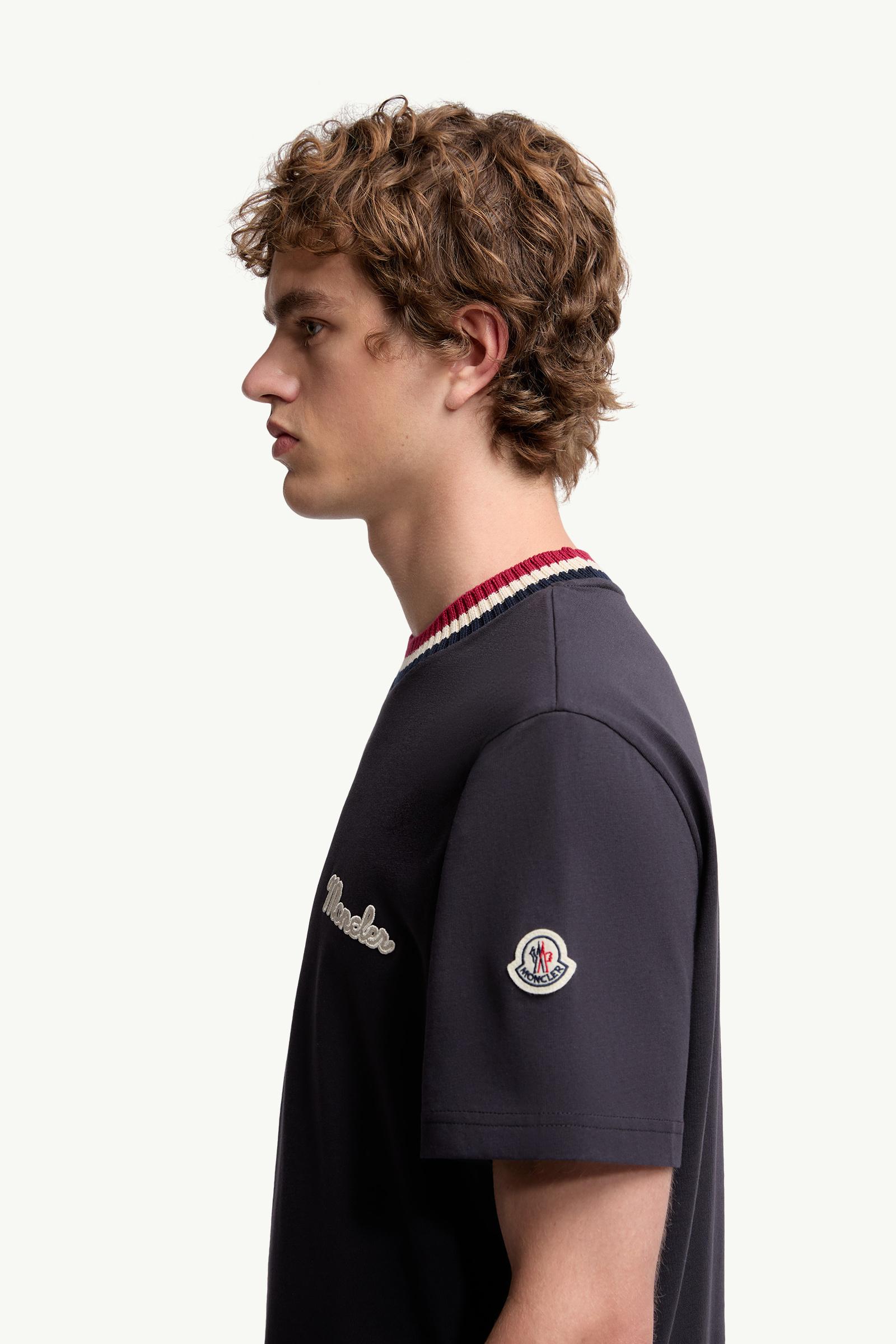 Moncler Embroidered Logo Cotton T-Shirt Navy Blue Navy Blue
