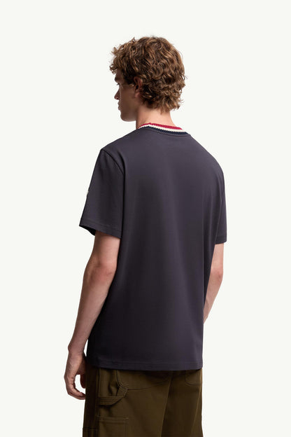 Moncler Embroidered Logo Cotton T-Shirt Navy Blue Navy Blue