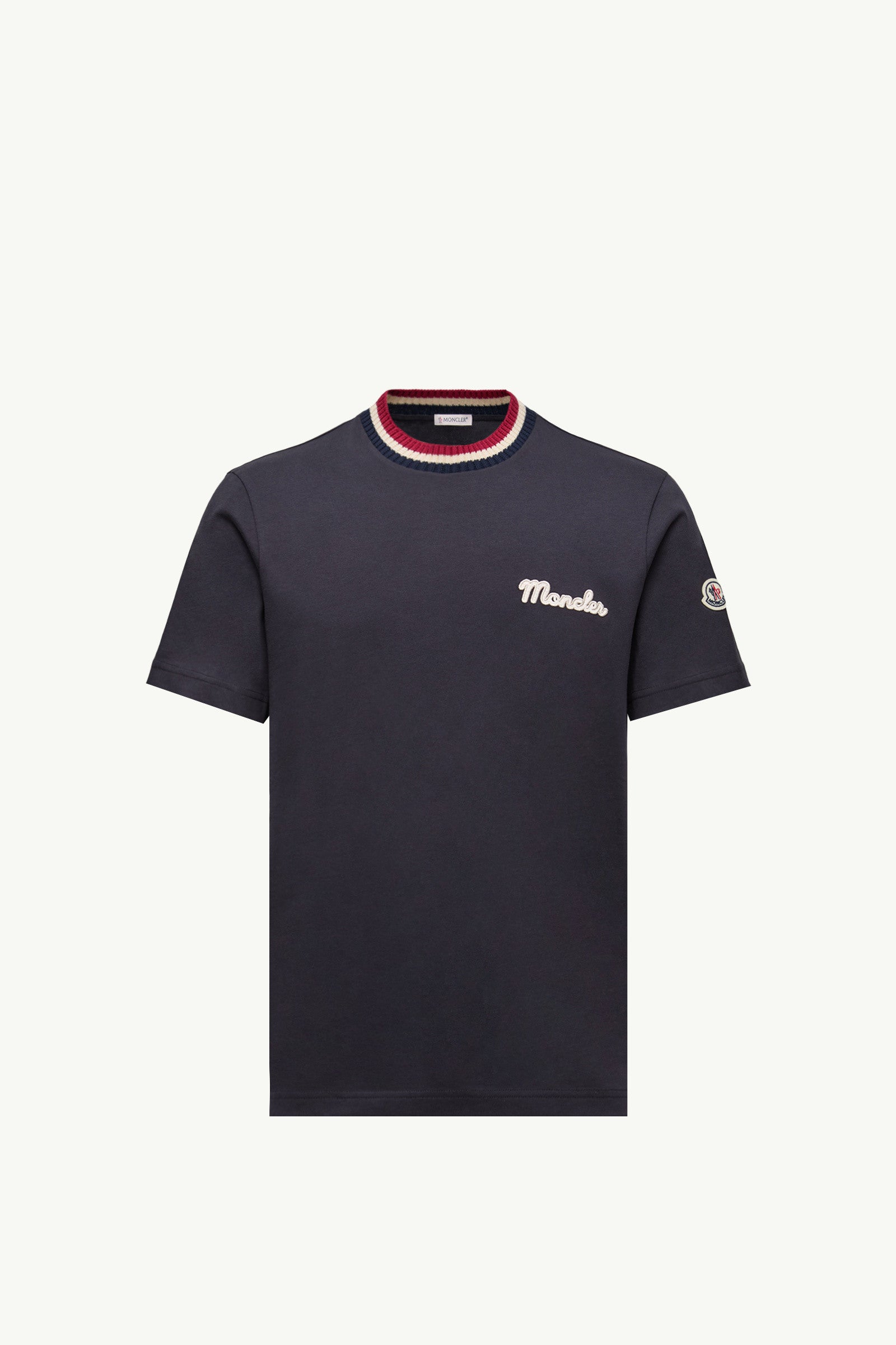 Moncler Embroidered Logo Cotton T-Shirt Navy Blue Navy Blue