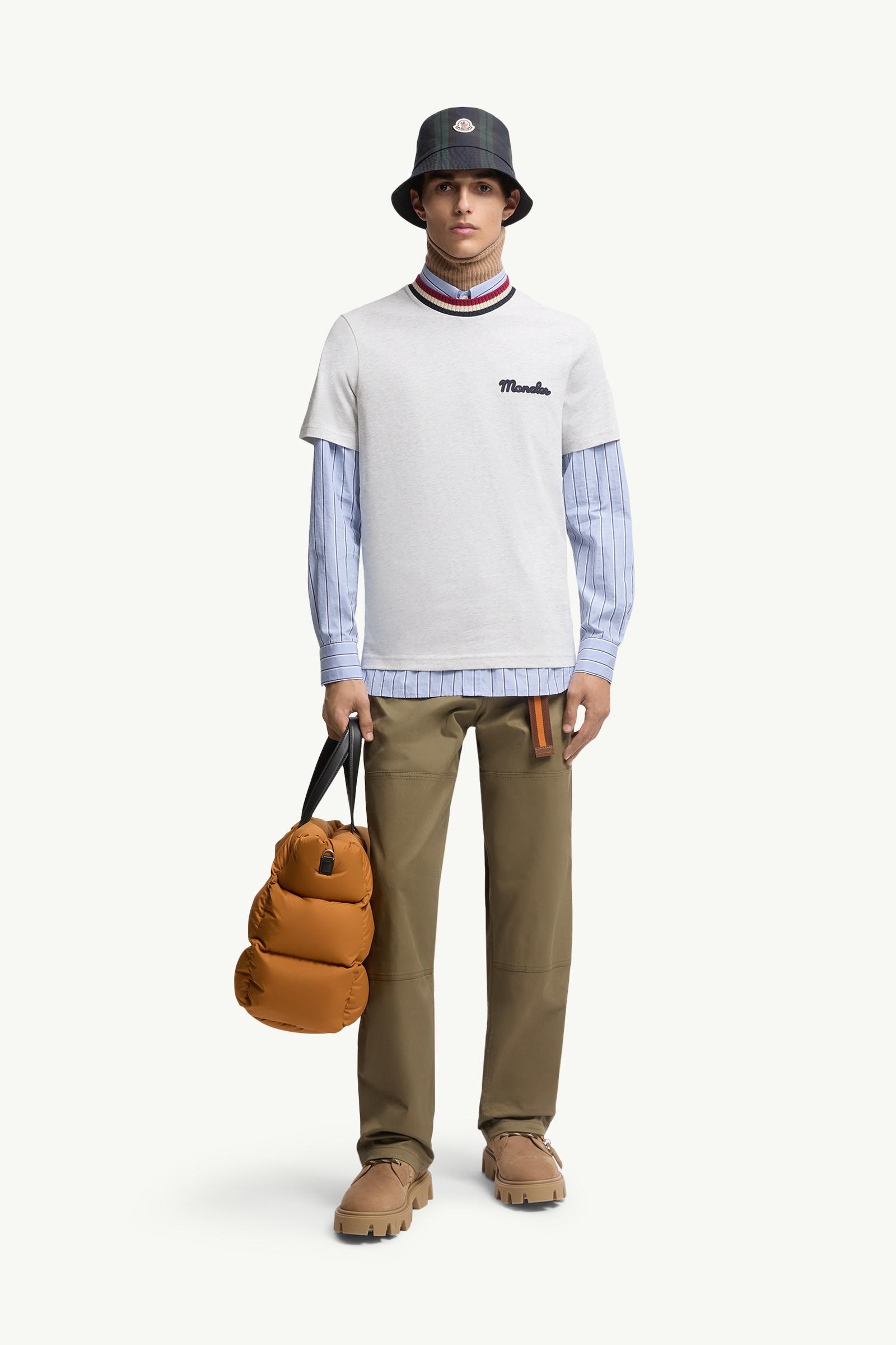 Moncler Embroidered Logo Cotton T-Shirt Grey Grey