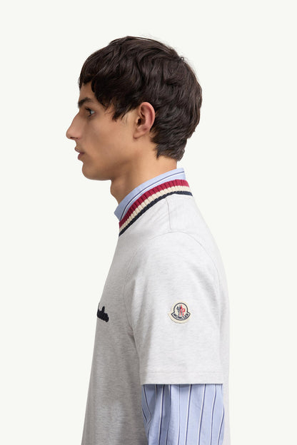 Moncler Embroidered Logo Cotton T-Shirt Grey Grey