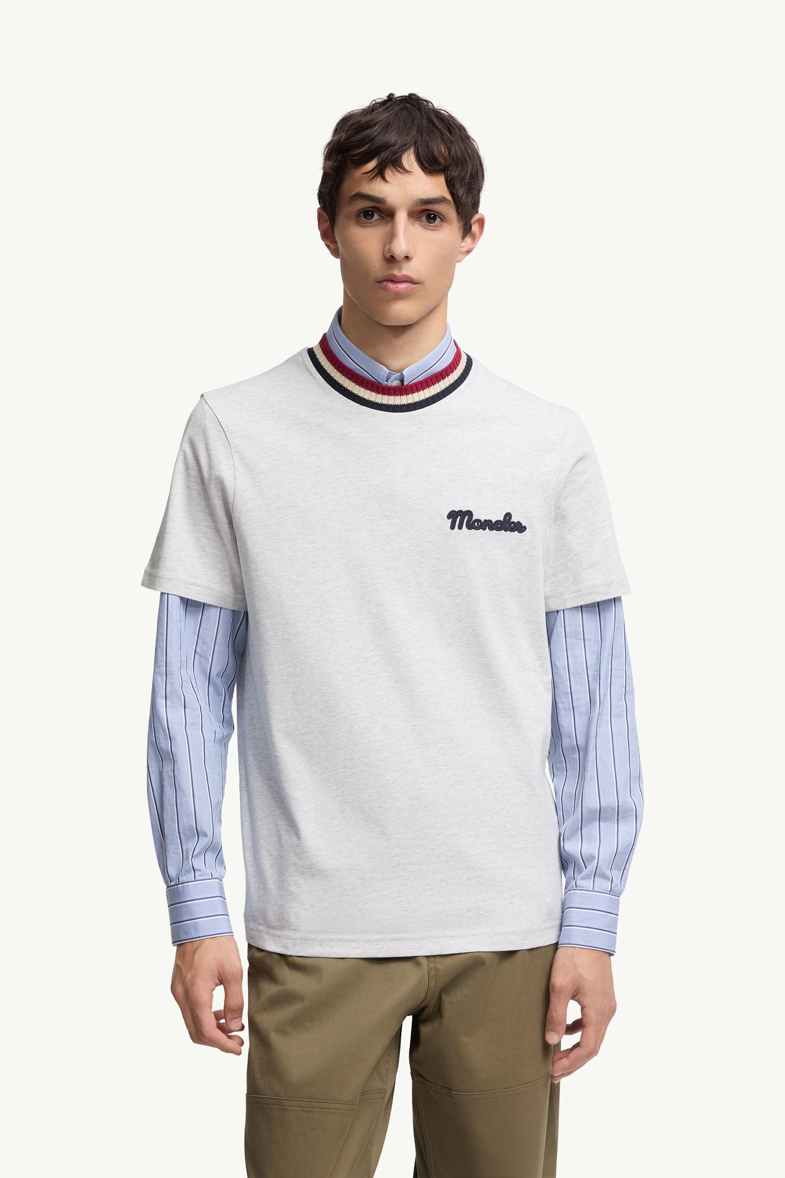 Moncler Embroidered Logo Cotton T-Shirt Grey Grey