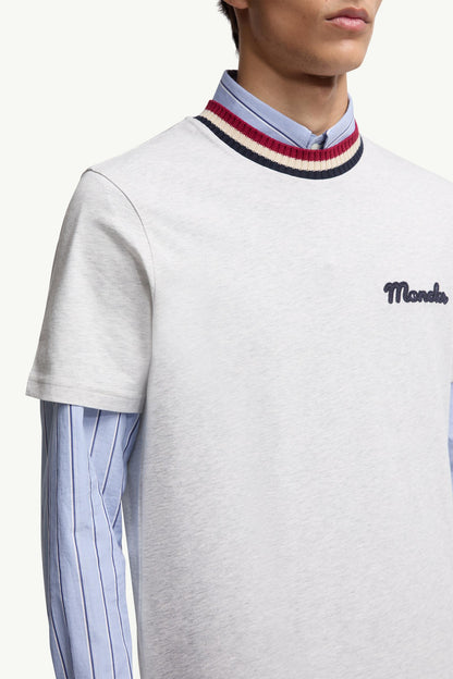 Moncler Embroidered Logo Cotton T-Shirt Grey Grey