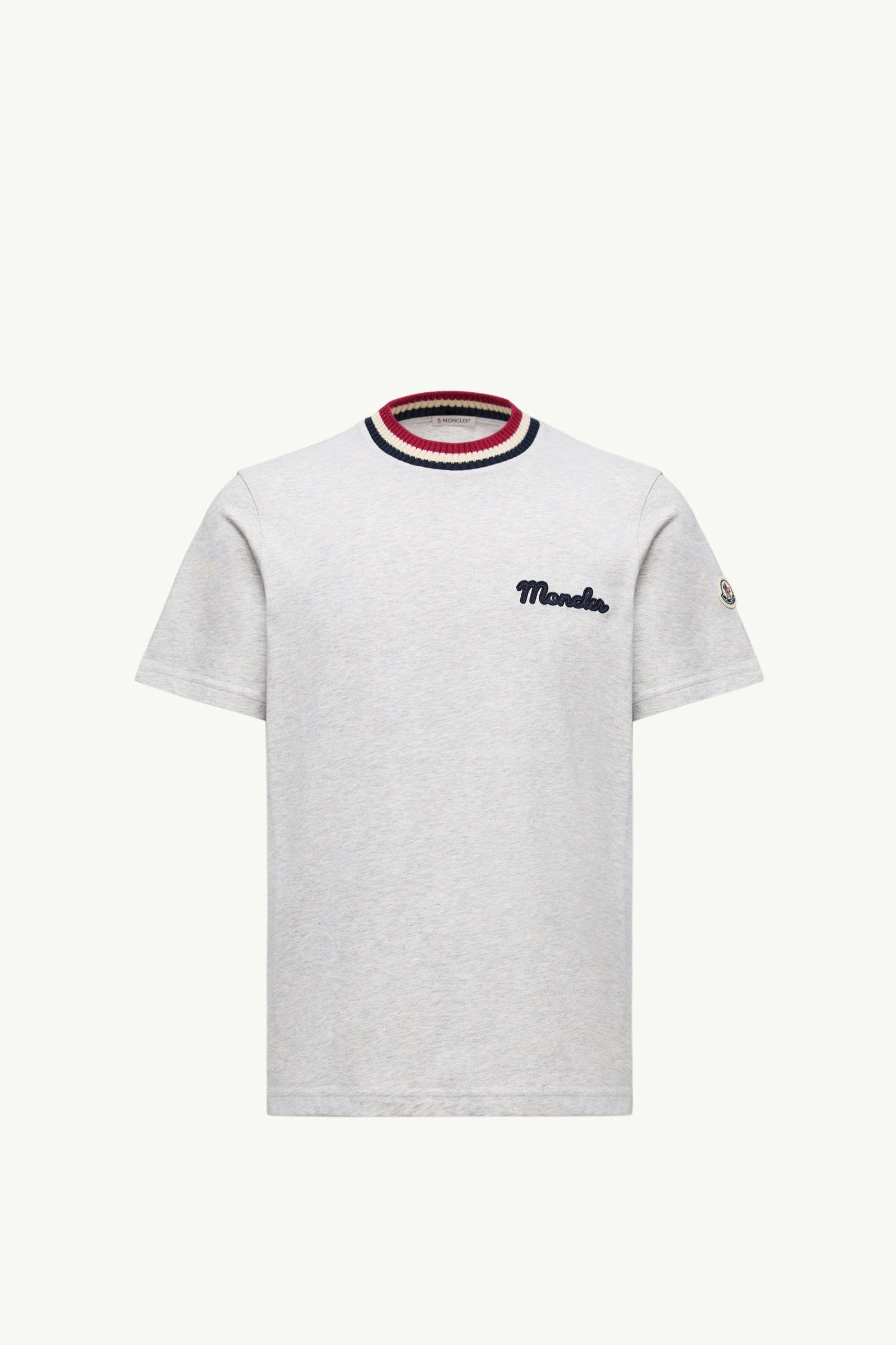 Moncler Embroidered Logo Cotton T-Shirt Grey Grey