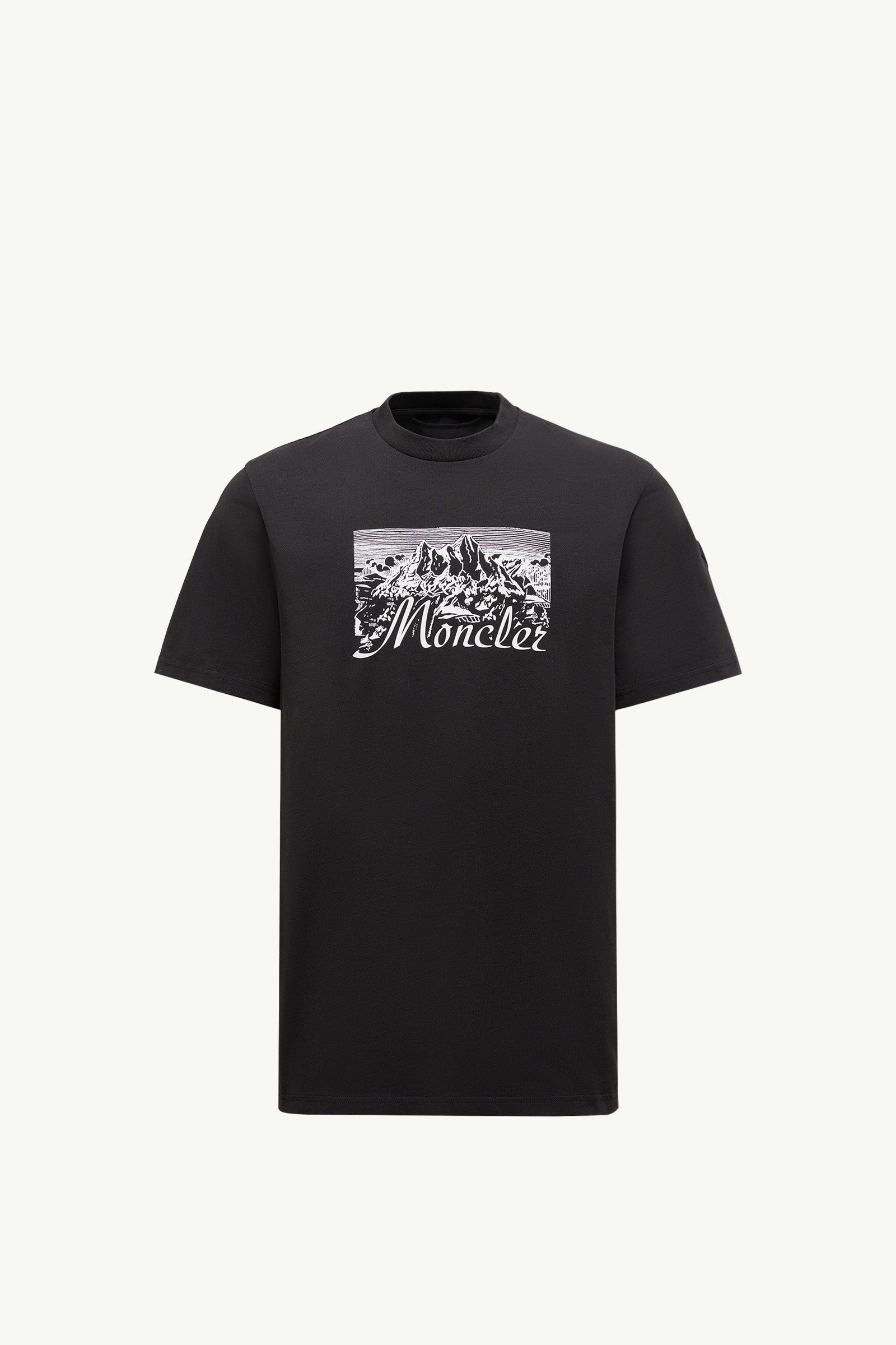Moncler Mountain Logo Cotton T-Shirt Black Black