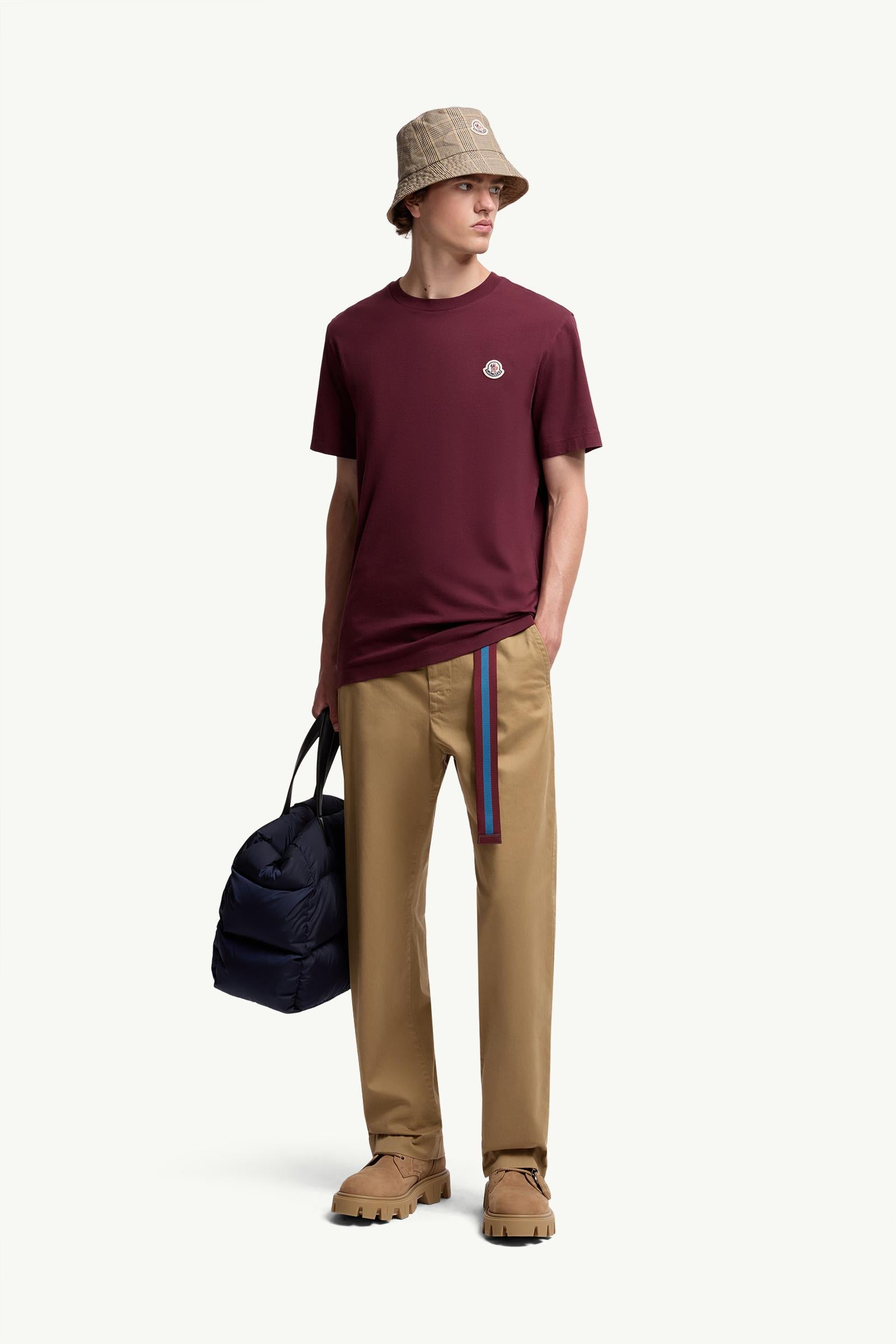 Moncler Logo Patch Cotton T-Shirt (Pack Of Three) White & Navy Blue & Burgundy White & Navy Blue & Burgundy