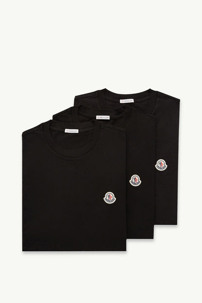 Moncler Logo Patch Cotton T-Shirt (Pack Of Three) Black Black