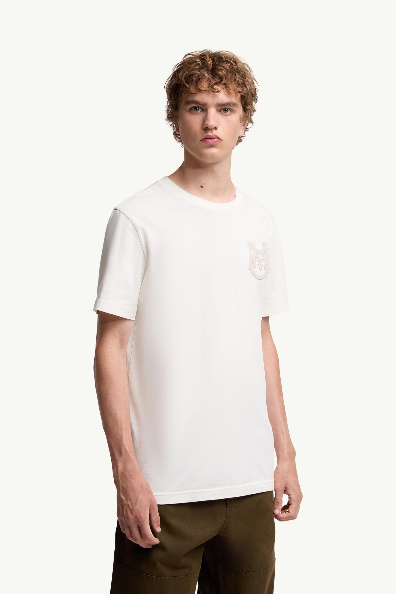 Moncler Monogram Cotton T-Shirt White White