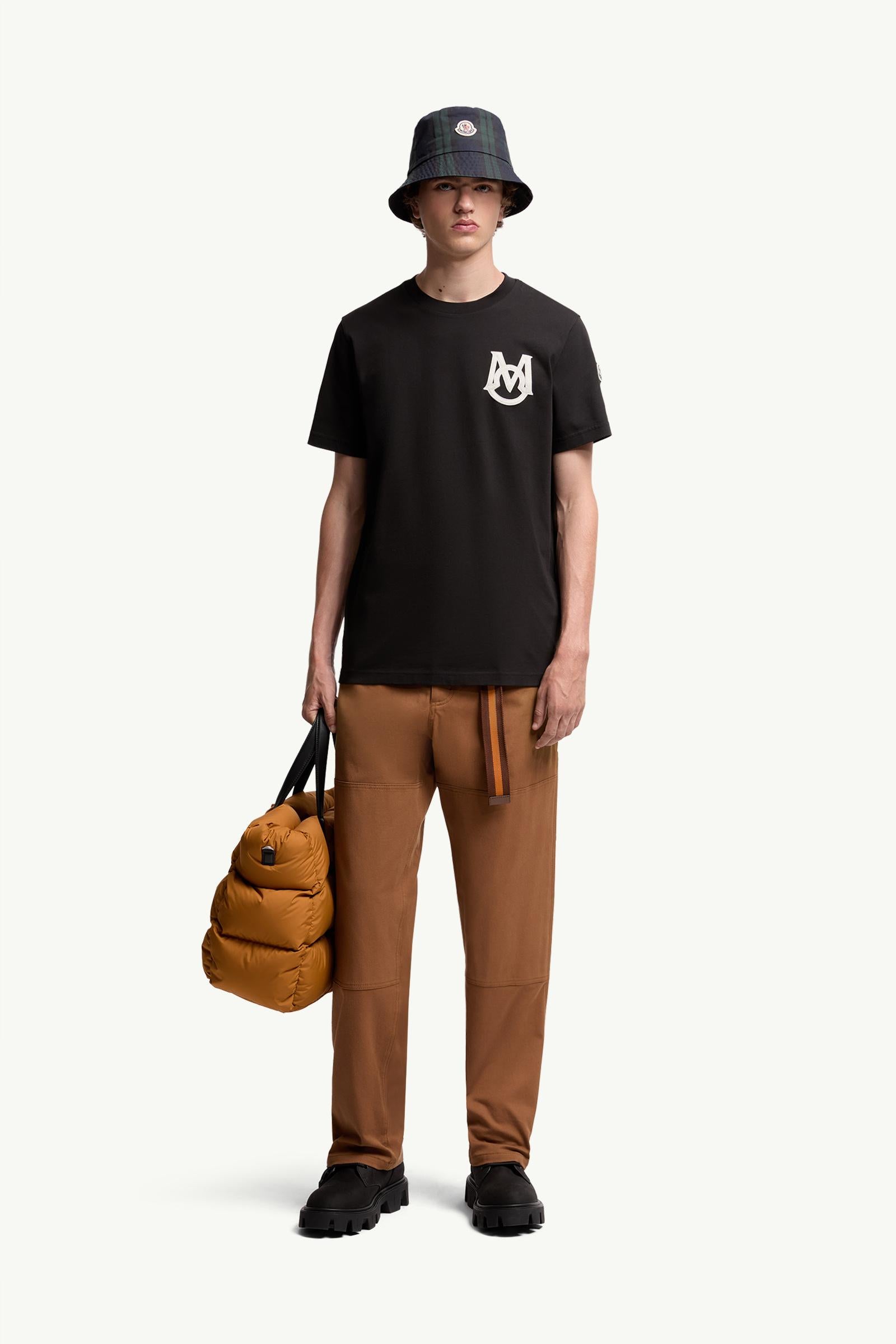 Moncler Monogram Cotton T-Shirt Black Black