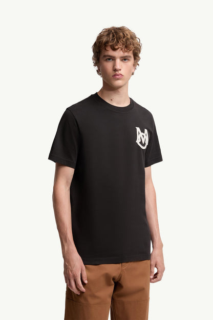 Moncler Monogram Cotton T-Shirt Black Black