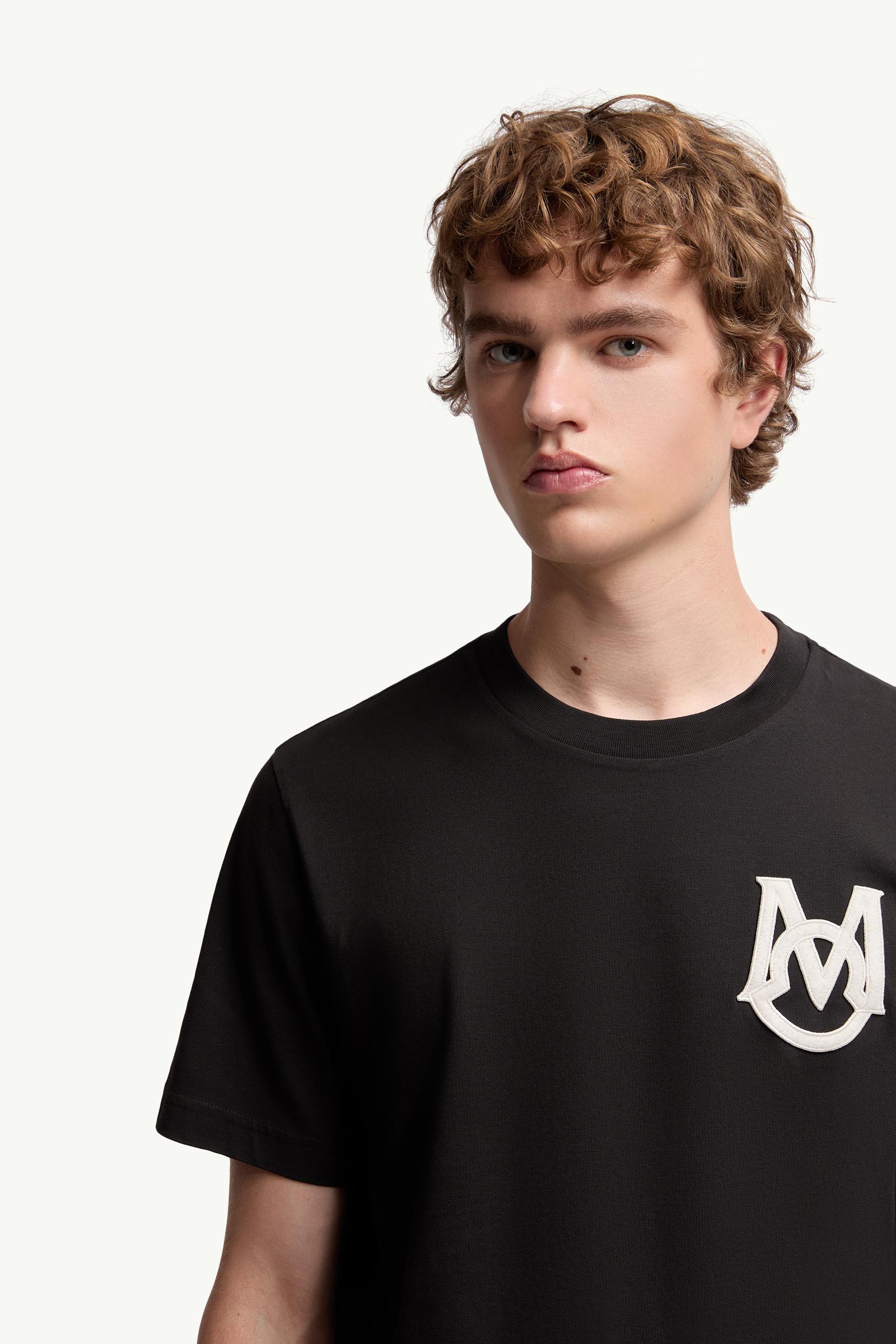 Moncler Monogram Cotton T-Shirt Black Black