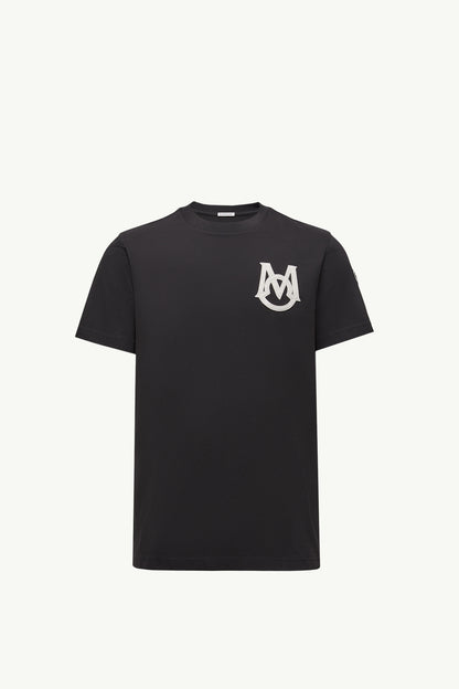 Moncler Monogram Cotton T-Shirt Black Black
