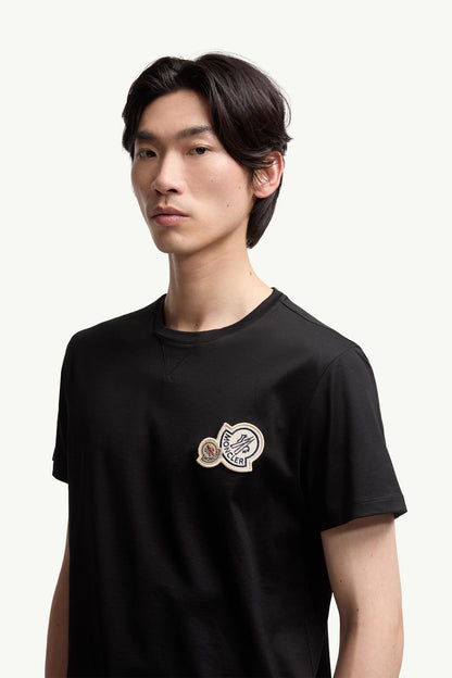 Moncler Double Logo Patch Cotton T-Shirt Black Black