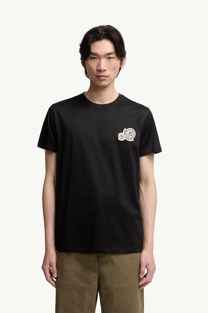 Moncler Double Logo Patch Cotton T-Shirt Black Black