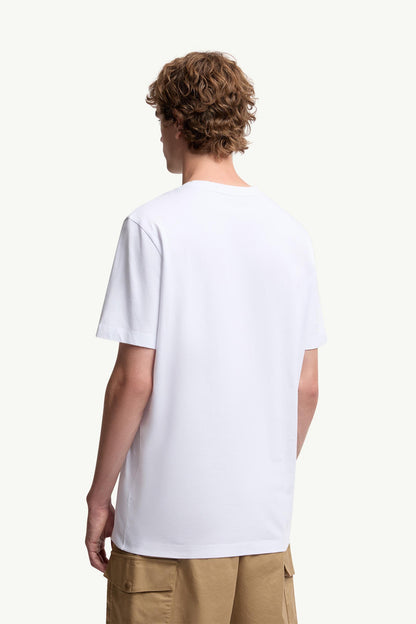 Moncler Flocked Logo Cotton T-Shirt White White