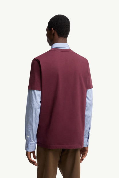 Moncler Flocked Logo Cotton T-Shirt Burgundy Burgundy