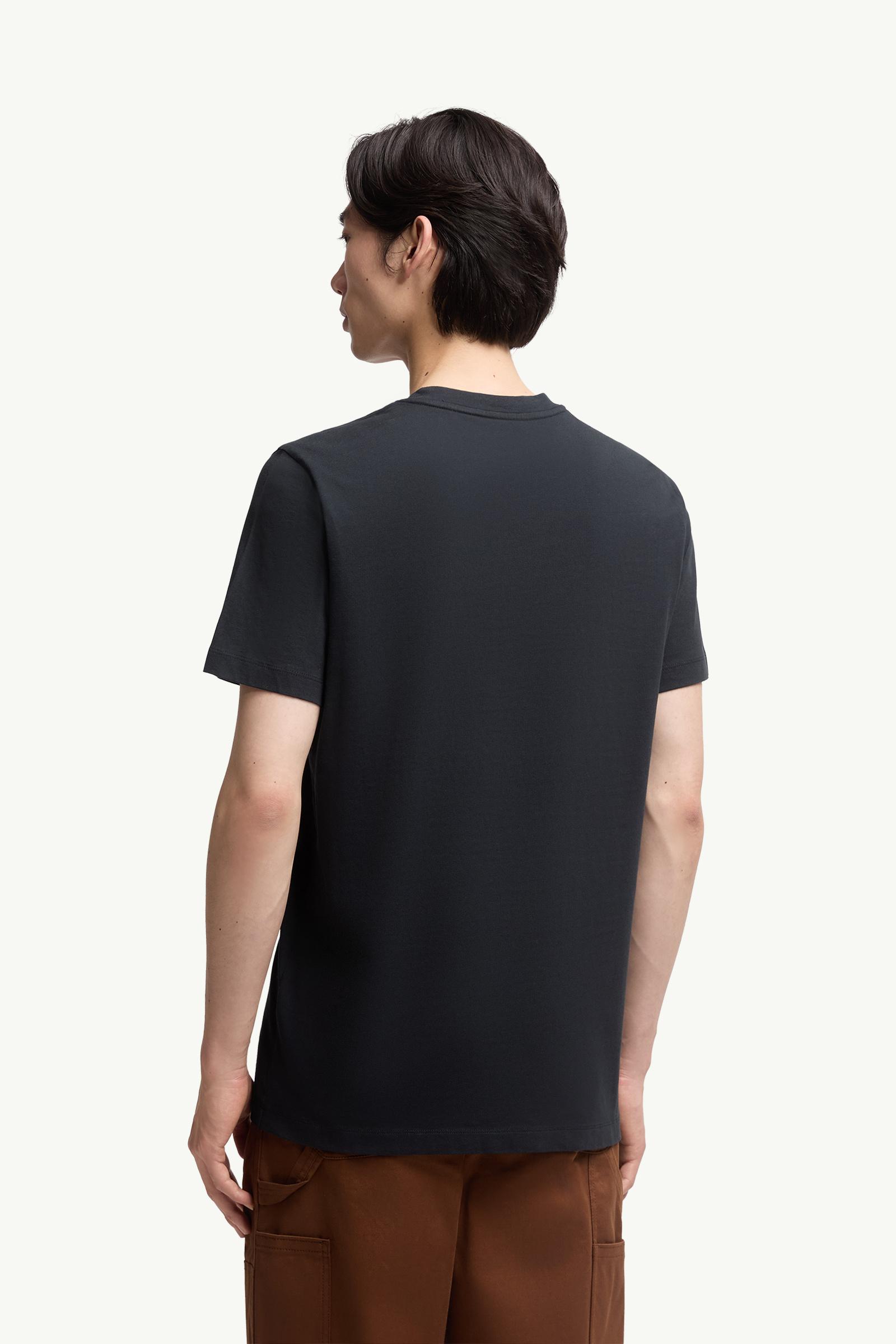 Moncler Flocked Logo Cotton T-Shirt Night Blue Night Blue