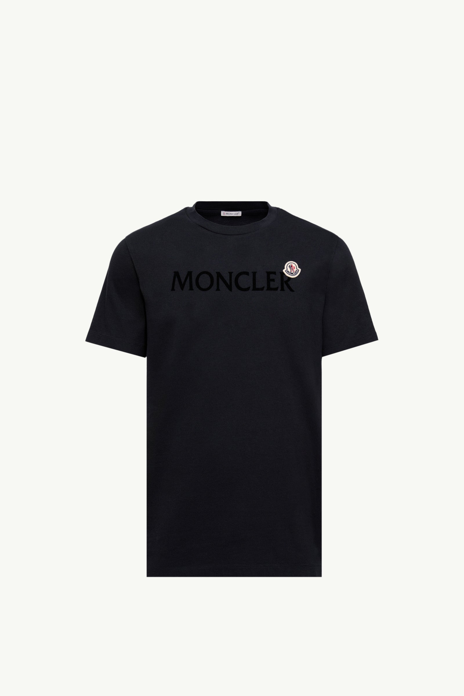 Moncler Flocked Logo Cotton T-Shirt Night Blue Night Blue