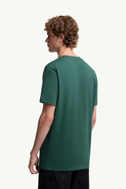 Moncler Flocked Logo Cotton T-Shirt Leaf Green Leaf Green