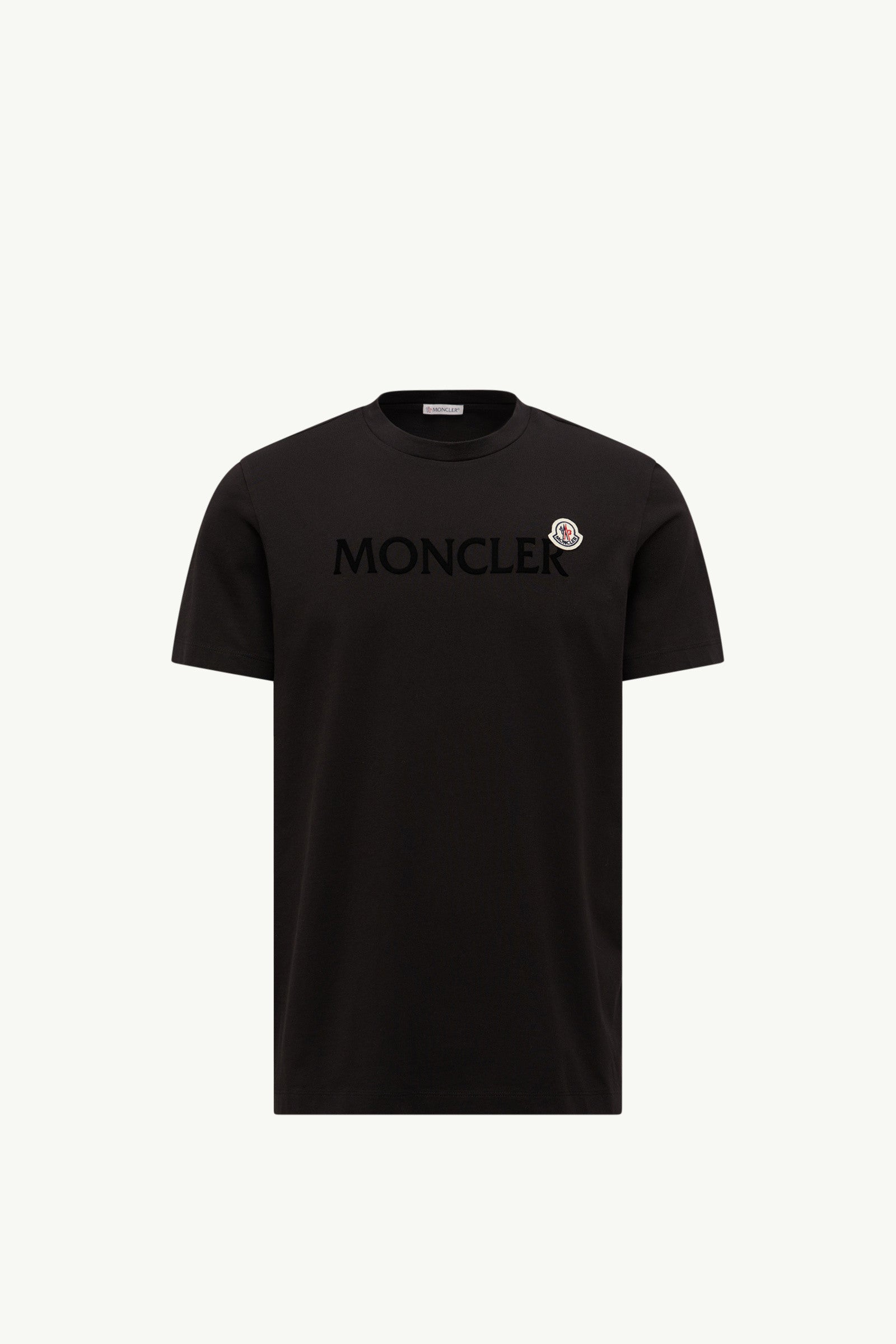 Moncler Flocked Logo Cotton T-Shirt Black Black