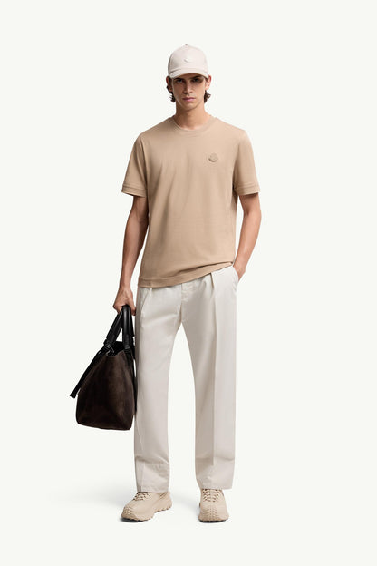 Moncler Logo Patch Cotton T-Shirt Light Beige Light Beige