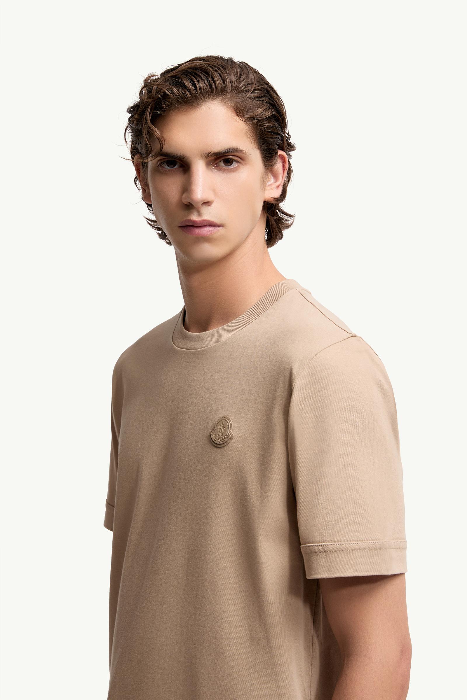 Moncler Logo Patch Cotton T-Shirt Light Beige Light Beige