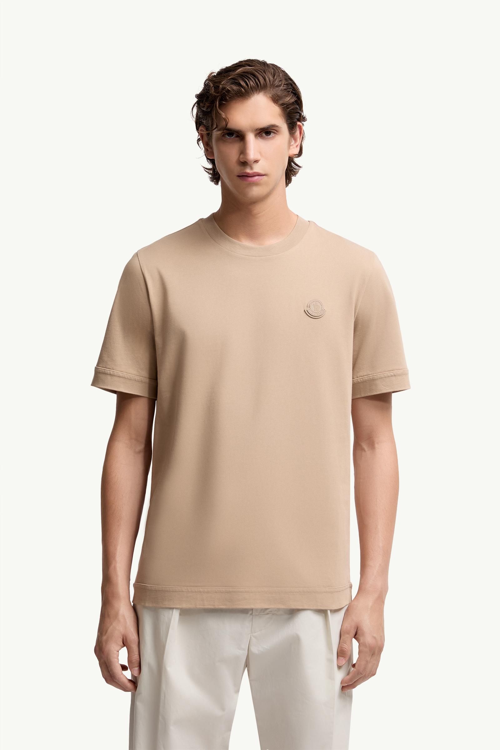 Moncler Logo Patch Cotton T-Shirt Light Beige Light Beige