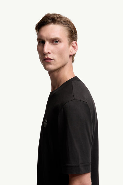 Moncler Logo Patch Cotton T-Shirt Black Black