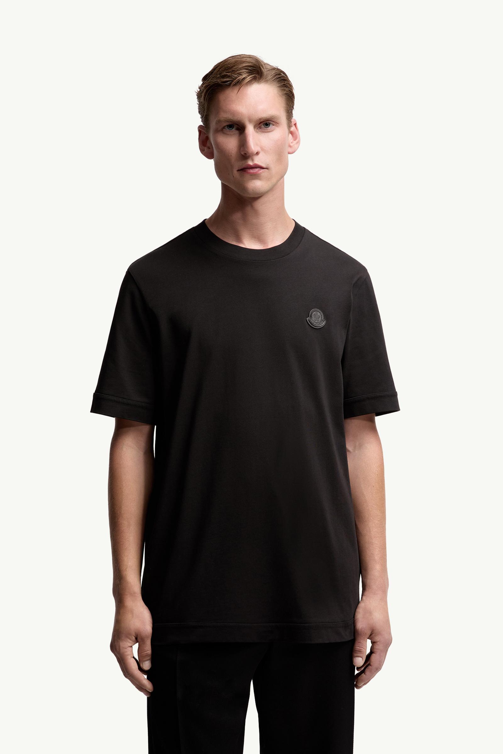 Moncler Logo Patch Cotton T-Shirt Black Black