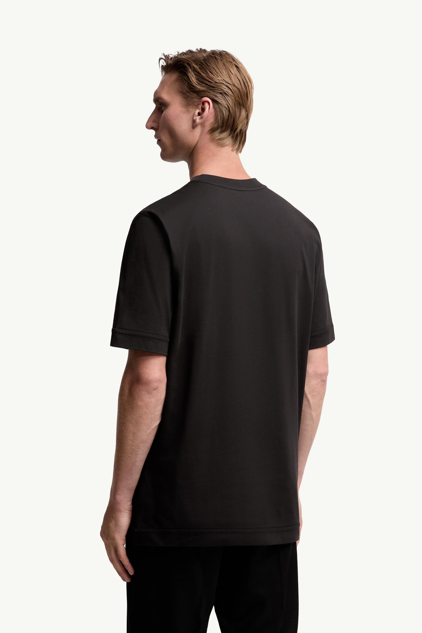 Moncler Logo Patch Cotton T-Shirt Black Black