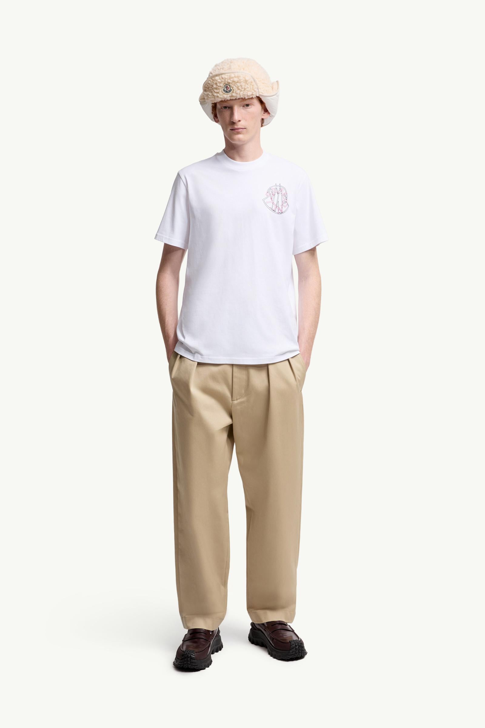 Moncler Overlapped Logo Cotton T-Shirt White White