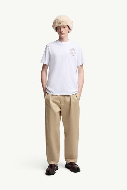 Moncler Overlapped Logo Cotton T-Shirt White White