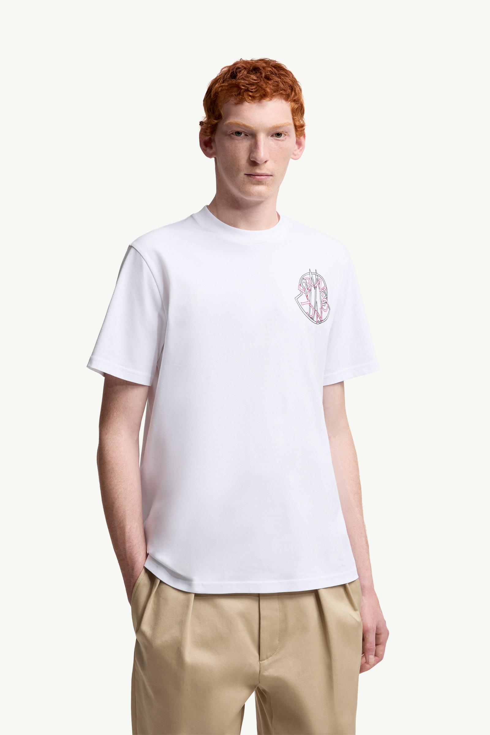 Moncler Overlapped Logo Cotton T-Shirt White White