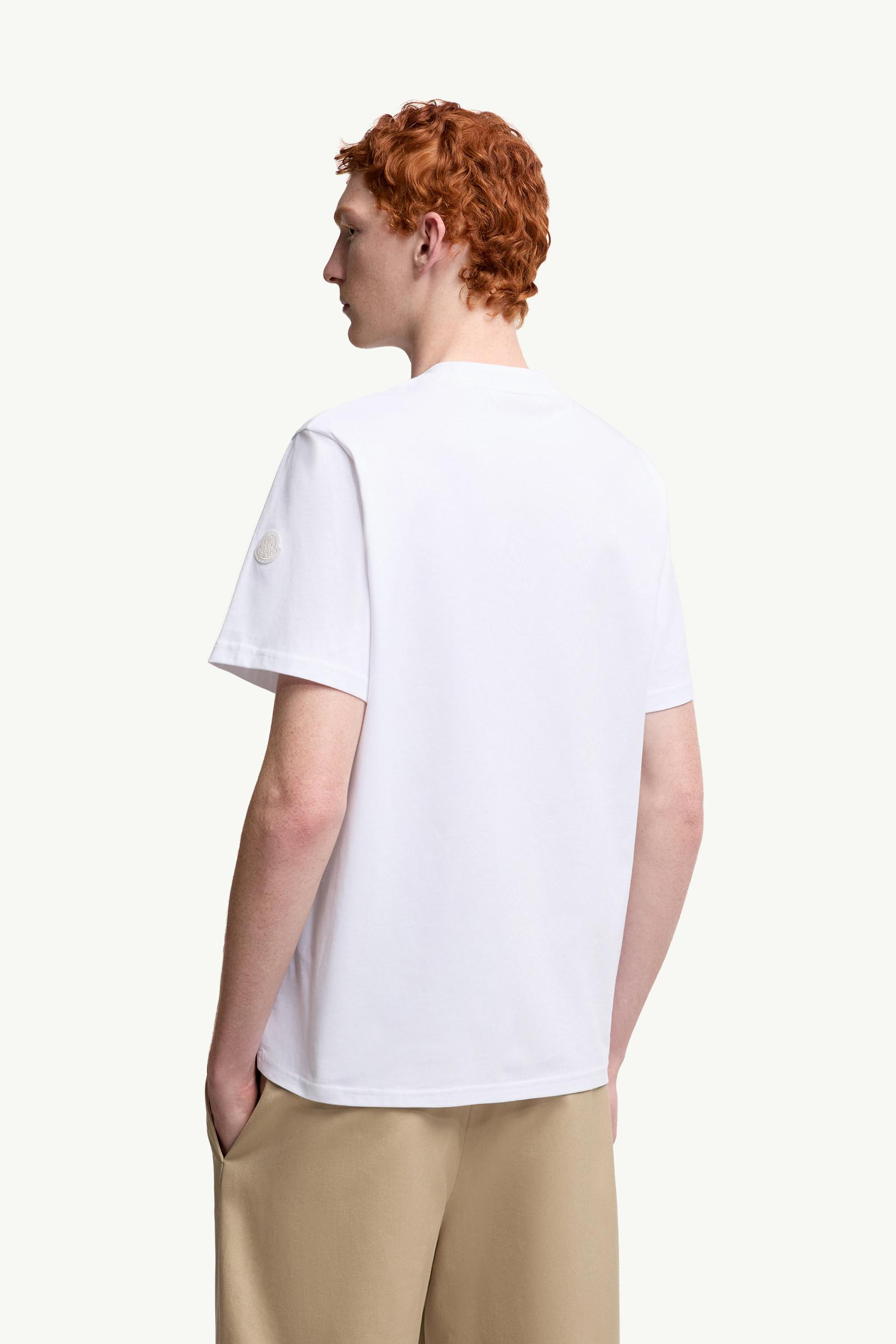 Moncler Overlapped Logo Cotton T-Shirt White White