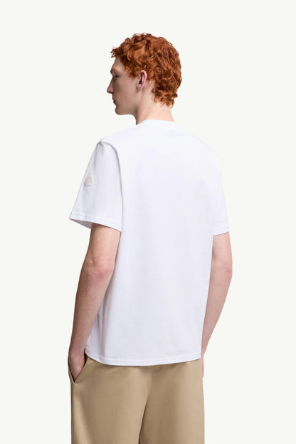 Moncler Overlapped Logo Cotton T-Shirt White White