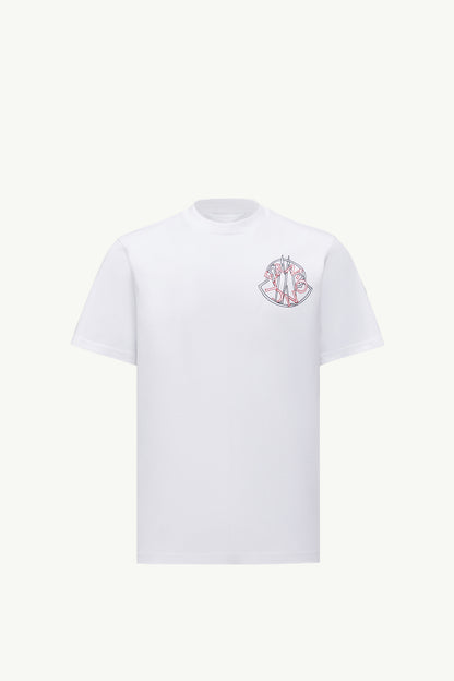 Moncler Overlapped Logo Cotton T-Shirt White White