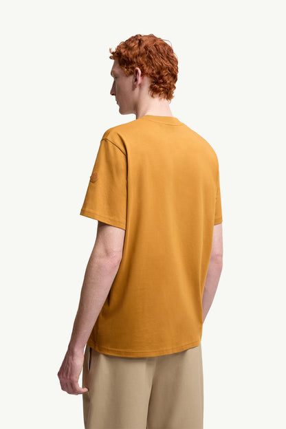 Moncler Overlapped Logo Cotton T-Shirt Ochre Yellow Ochre Yellow