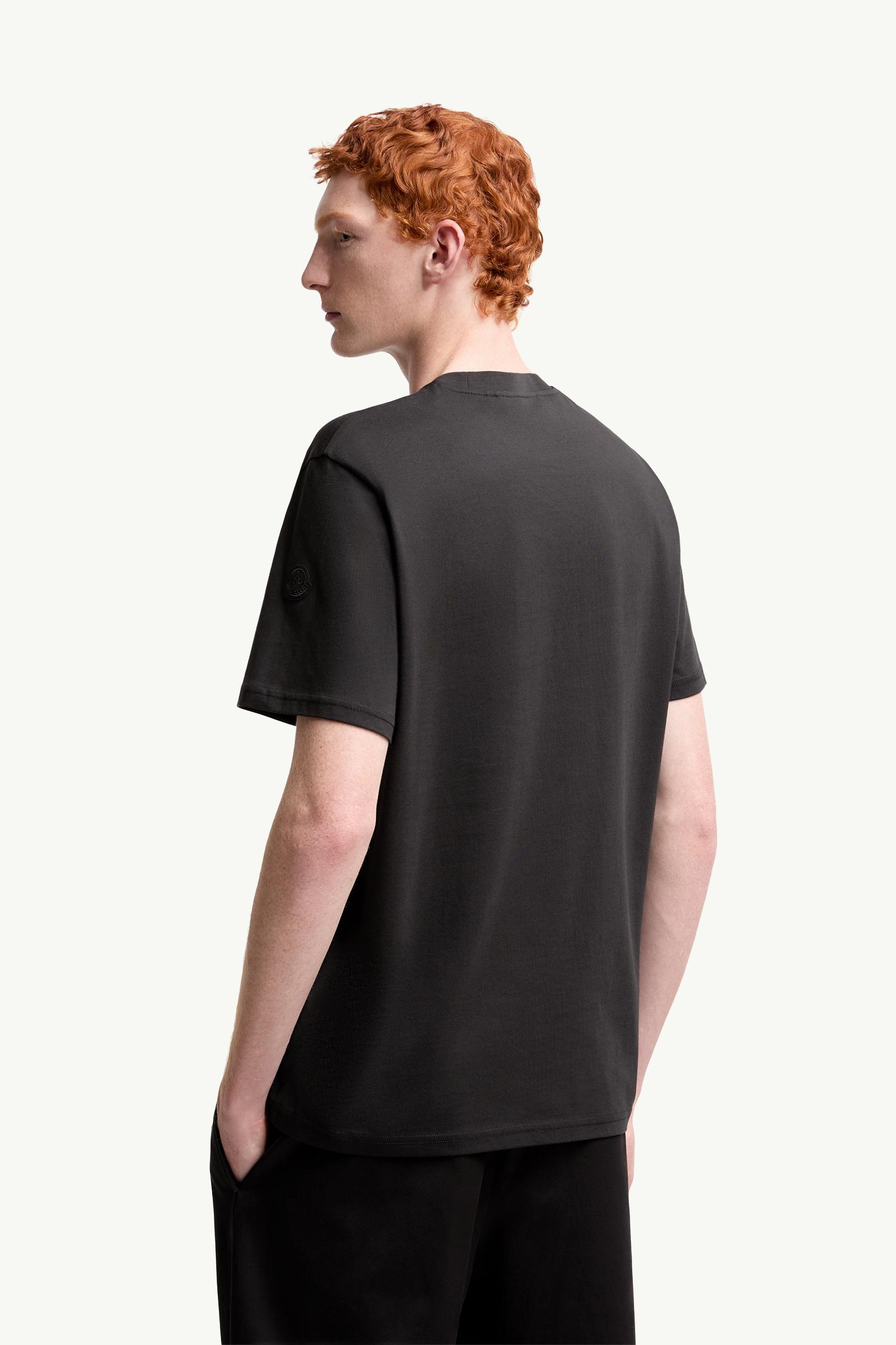 Moncler Overlapped Logo Cotton T-Shirt Black Black